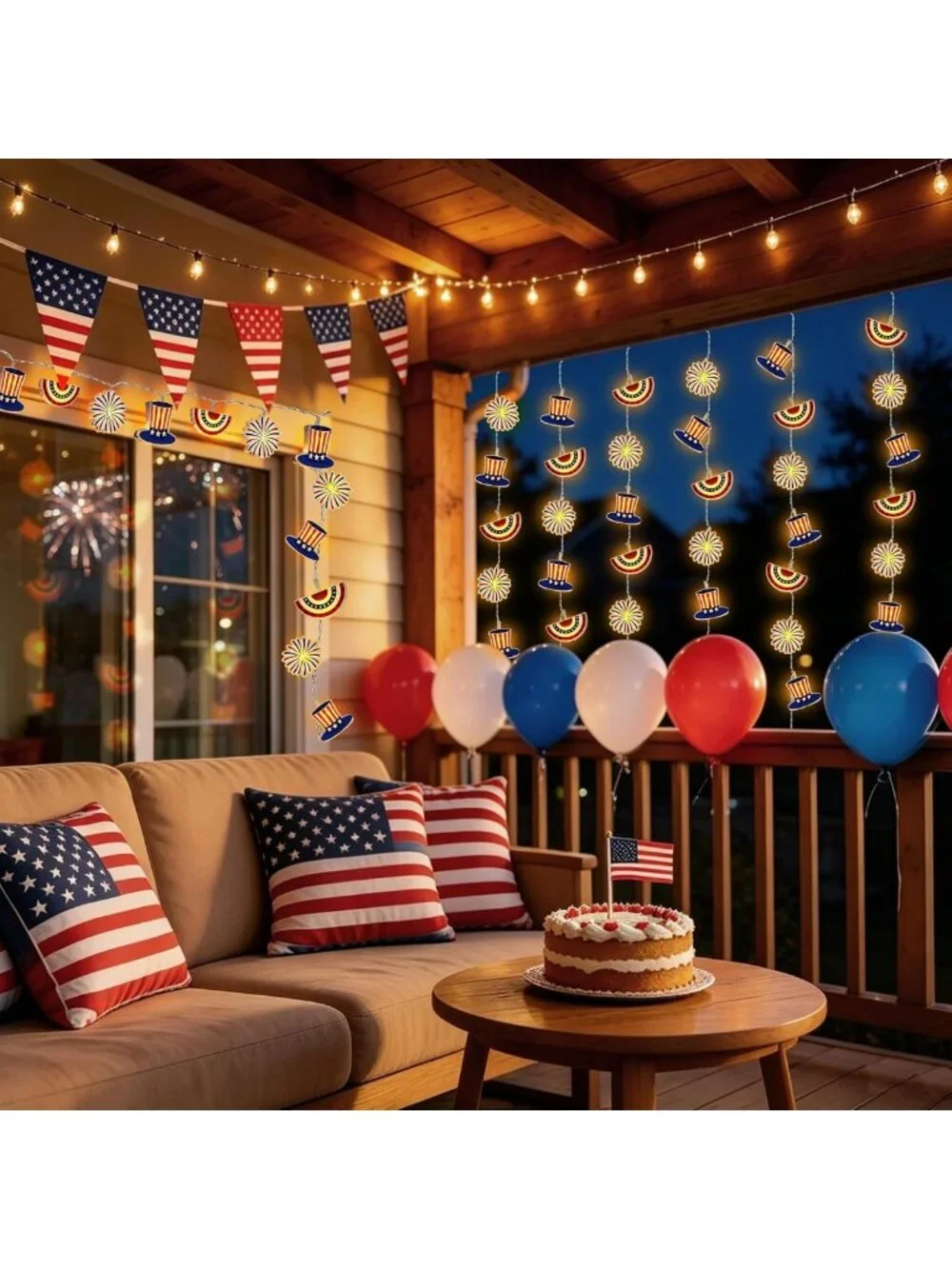 10FT Battery Operated 4th of July Lights | Patriotic Red, White & Blue Decor